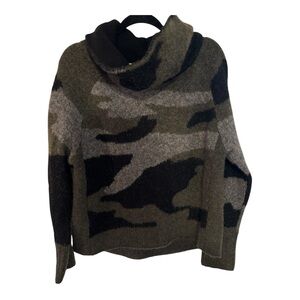 Anthropologie Green and Black Cowl Neck Sweater